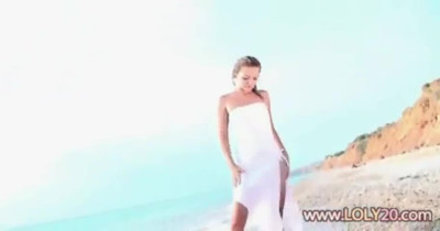 Naked thin nude girl on the beach
