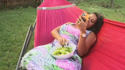 Beautiful Latina wife Jolla gets pussy eaten while lounging on a hammock