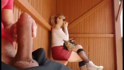 I take my Cock out at this Bus Stop Unbelievable how this Student will React! im Shocked