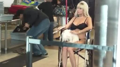 Disabled Lady Mocks TSA In Bra & Panties