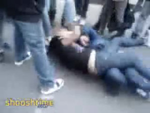 Shit Talking Girl Almost Gets Her Face Pounded Into The Cement