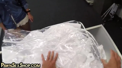 Pawnshop bride BWC fucked in office after deepthroating