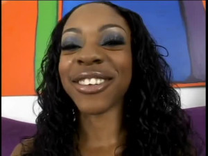 Black stud wearing glasses fucks shaved cunt of sexy ebony teen