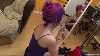 Slut With Purple Hair And Enjoys Man Milk
