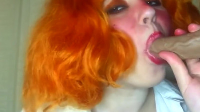 Red-Haired Beauty Furiously Sucks Cock creampie