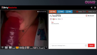 Omegle Porn DirtyRoulette horny Italian sucks and fucks dildo