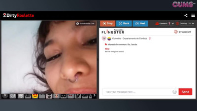 Omegle Porn DirtyRoulette horny Colombian shows her tits