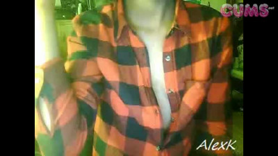 Omegle Porn Nerdy slim girl fingering her pussy