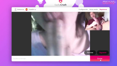 Omegle Porn girl gets horny while I shoot my cum