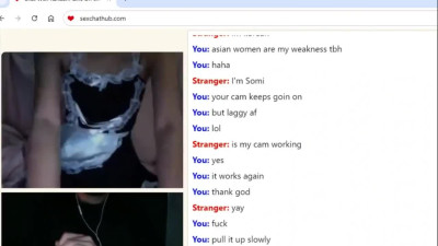 Petite Asian maid helps me cum on random chat