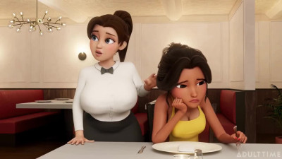 nimation Shemale Takes Big Cock While Dining in 3D Style