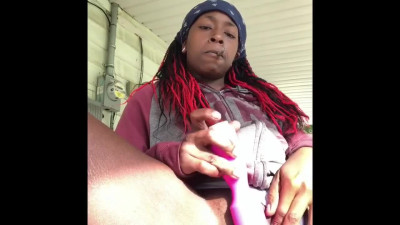 Black Solo Webcam Girl Uses Sex Toy Outdoors