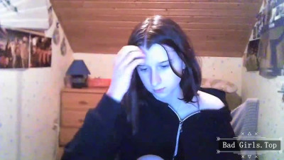 Very cute skinny brunette cam teen babe