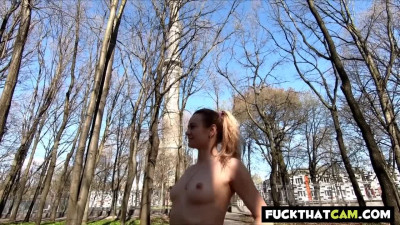 Bare-chested Blondes Walk in a Park