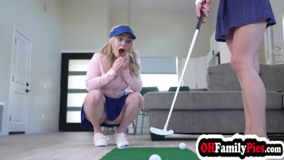 Teen stepsister and her friends played with stepbrothers balls and stick