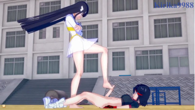 Satsuki Kiryuin and Ryuko Matoi have deep futanari sex in the schoolyard. - KilllaKill Hentai